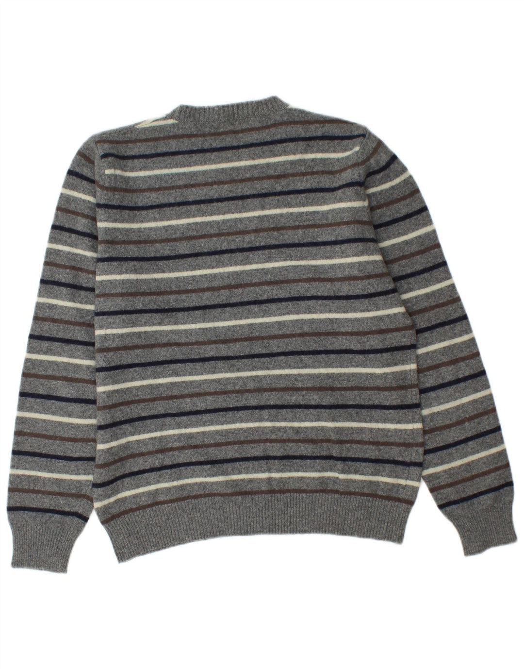 Benetton Jersey De Cuello Redondo Gris Medio A Rayas