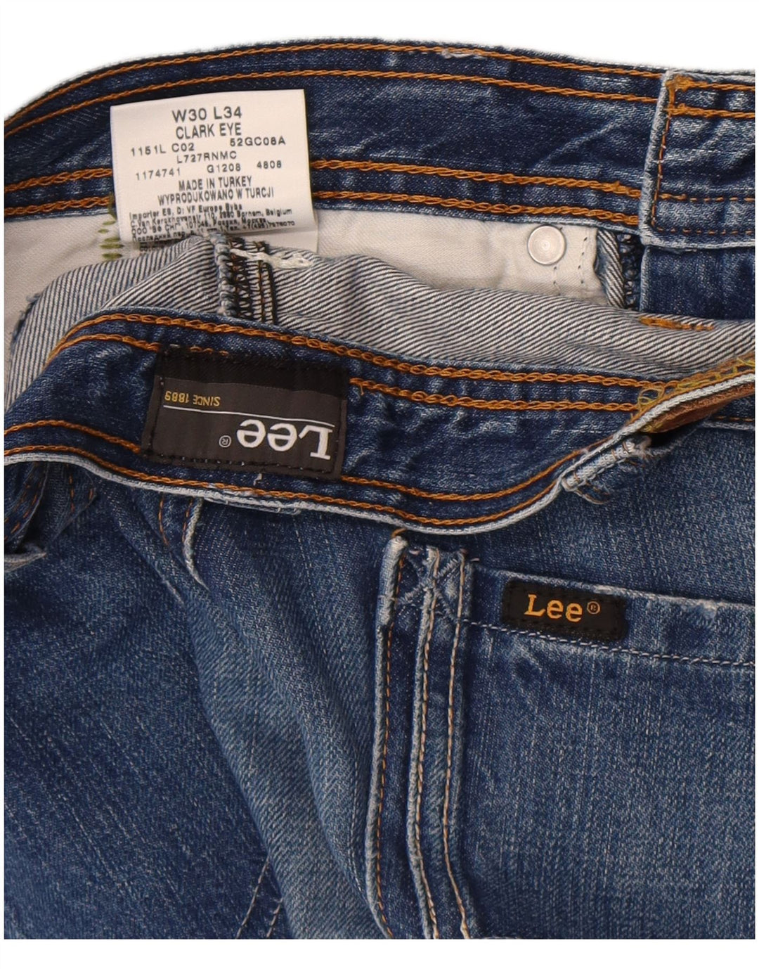 Lee Vaqueros Rectos Clark Eye para Hombre W30 L30 Algodón Azul