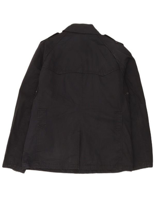 ZARA Chaqueta Militar Hombre ES 42 XL Algodón Azul Marino
