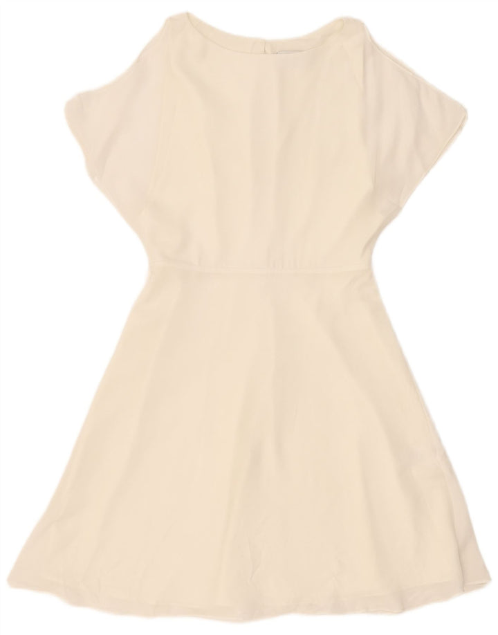 Reiss Vestido acampanado para mujer UK 10 Pequeño Poliéster blanco roto