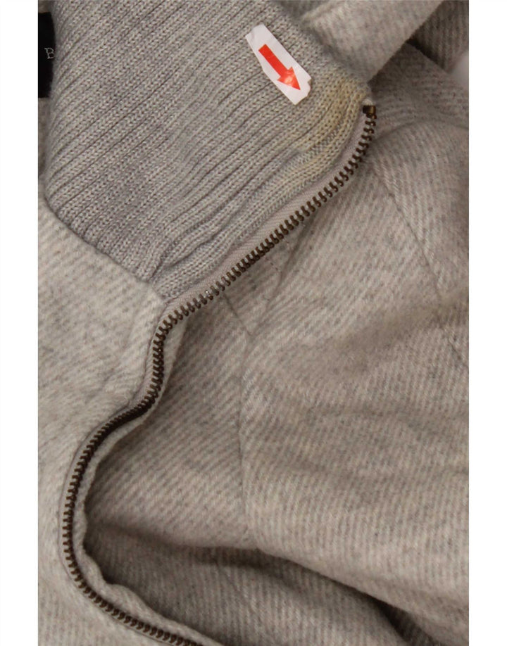 Zara Mujer Abrigo Con Capucha Reino Unido 42 Acrílico Gris Medio