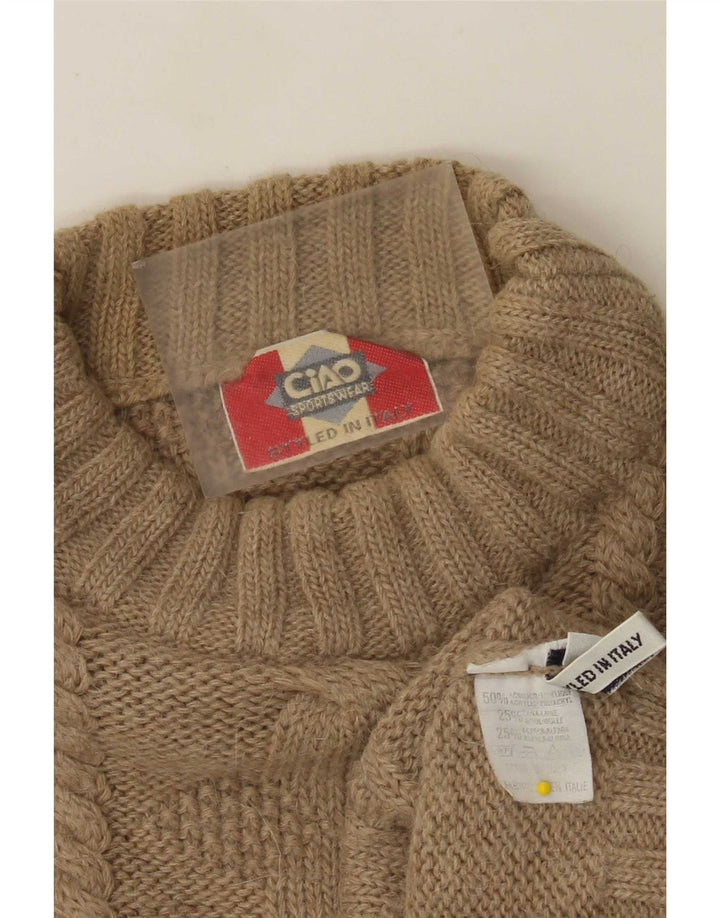 Ciao - Jersey con cuello alto para hombre, acrílico marrón grande