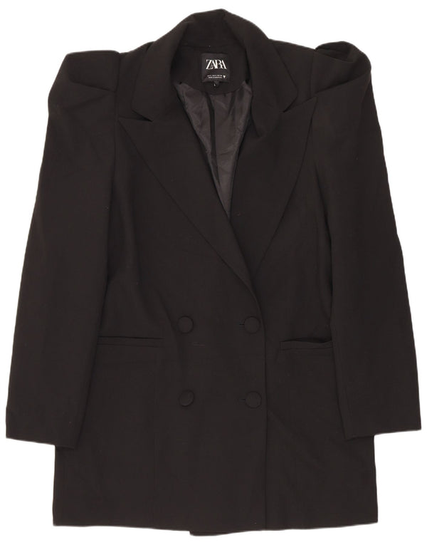 Zara Chaqueta tipo blazer extragrande con doble botonadura para mujer UK 10 Small Black