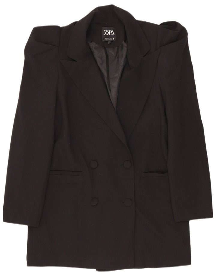 Zara Chaqueta tipo blazer extragrande con doble botonadura para mujer UK 10 Small Black