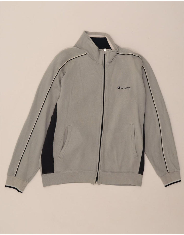 CHAMPION Hombre Chándal Top Chaqueta Pequeña Gris Colorblock Algodón