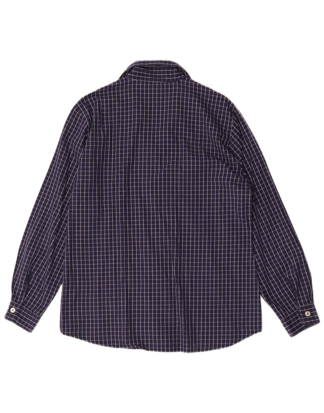 Camisa Benetton Mujer IT 44 Medium Azul Marino Cuadros Algodón