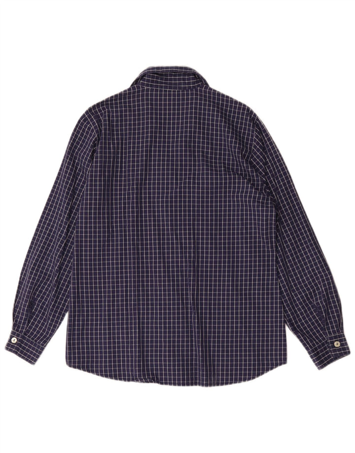 Camisa Benetton Mujer IT 44 Medium Azul Marino Cuadros Algodón