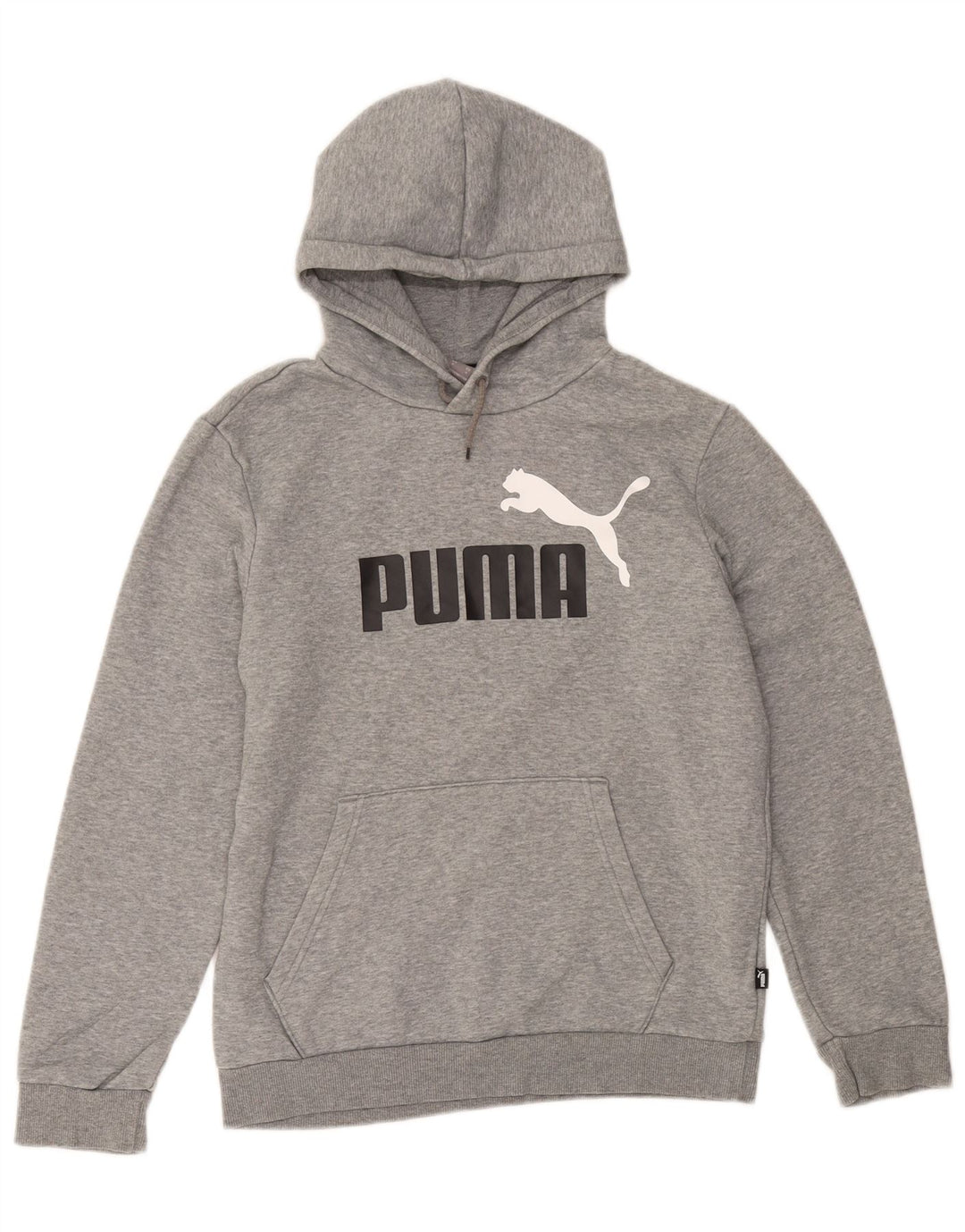 Puma Sudadera con capucha gráfica para hombre Jersey pequeño de algodón gris
