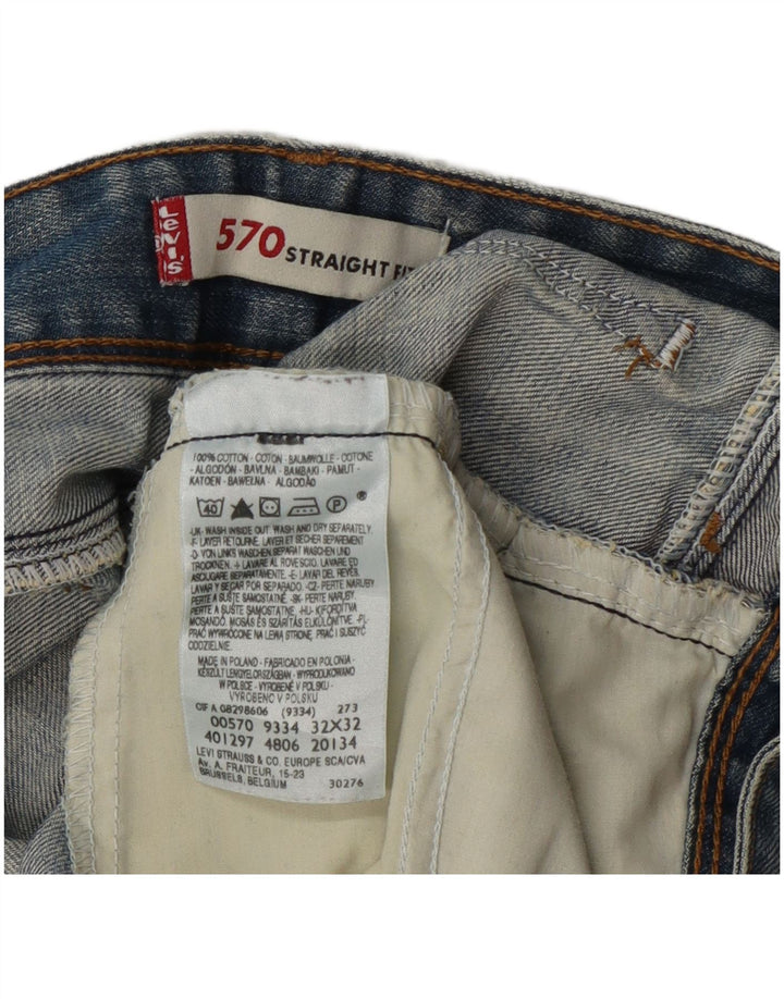 Levi's Mujer 570 Vaqueros Rectos Desgastados W32 L28 Algodón Azul
