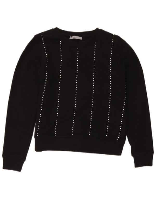 Oasis Mujer Sudadera Jumper UK 10 Small Negro Rayas Algodón