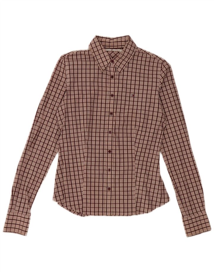 Tommy Hilfiger Camisa para mujer US 6 Medium Granate Check Cotton