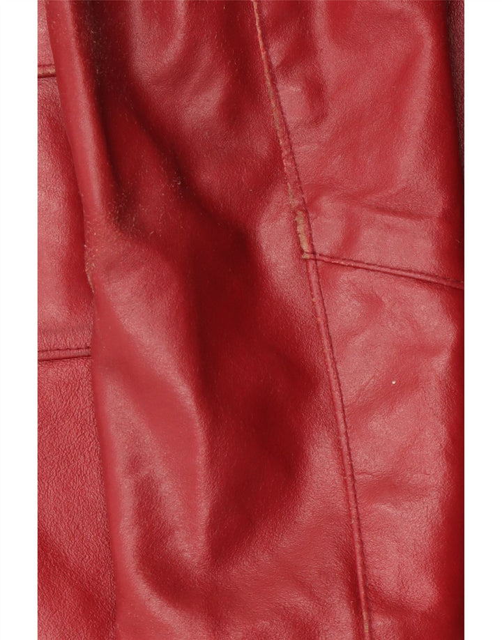 Vintage mujer cuero abrigo Reino Unido 18 XL cuero rojo