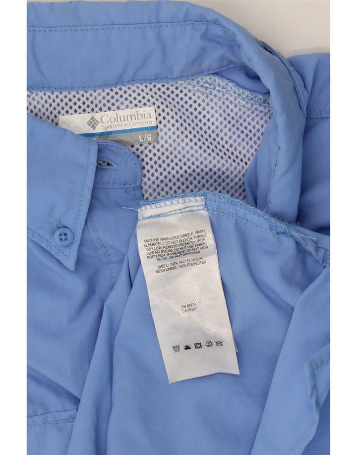 Camisa Sobrecamisa De Manga Corta Columbia Mujer Grande Nylon Azul