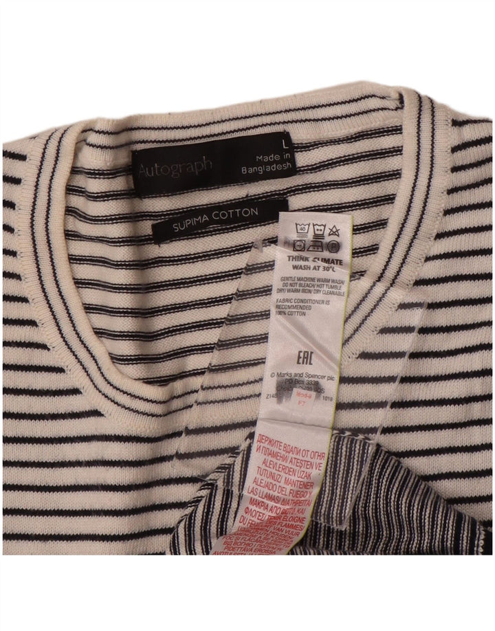 Marks & Spencer Suéter de Cuello Redondo Autograph para Mujer UK 46 Grande Blanco