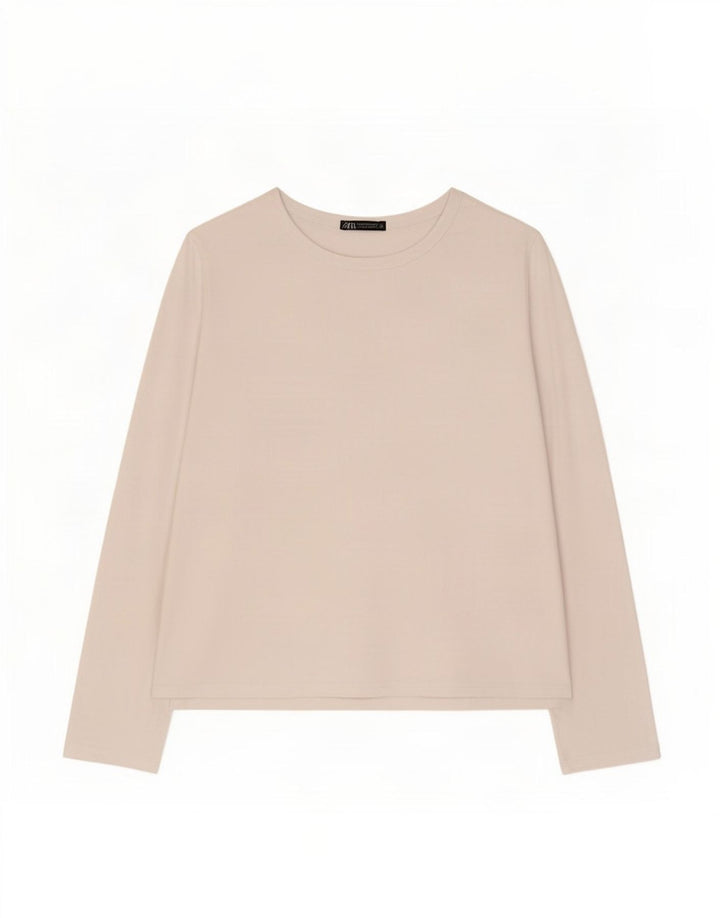 Zara Mujer Top Manga Larga ES 40 XL Blanco
