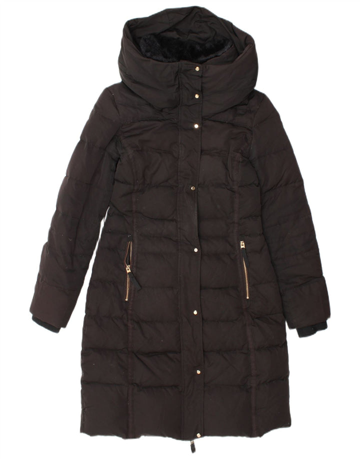 Zara Mujer Abrigo Acolchado UK 40 Pequeño Poliéster Negro