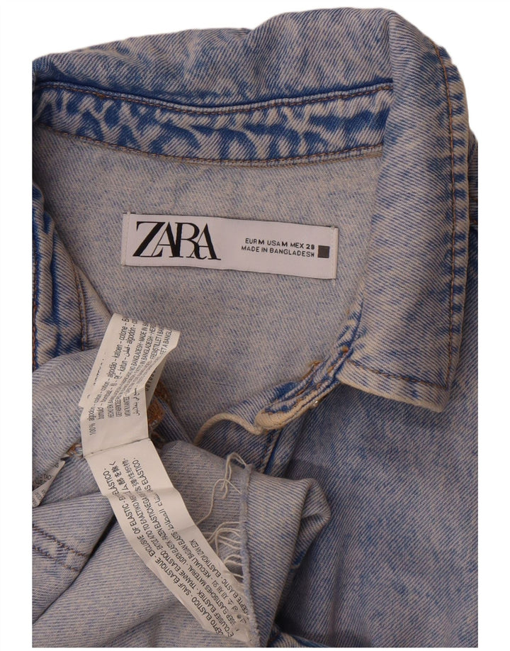 Zara Mujer Denim Playsuit UK 44 Algodón Azul Medio