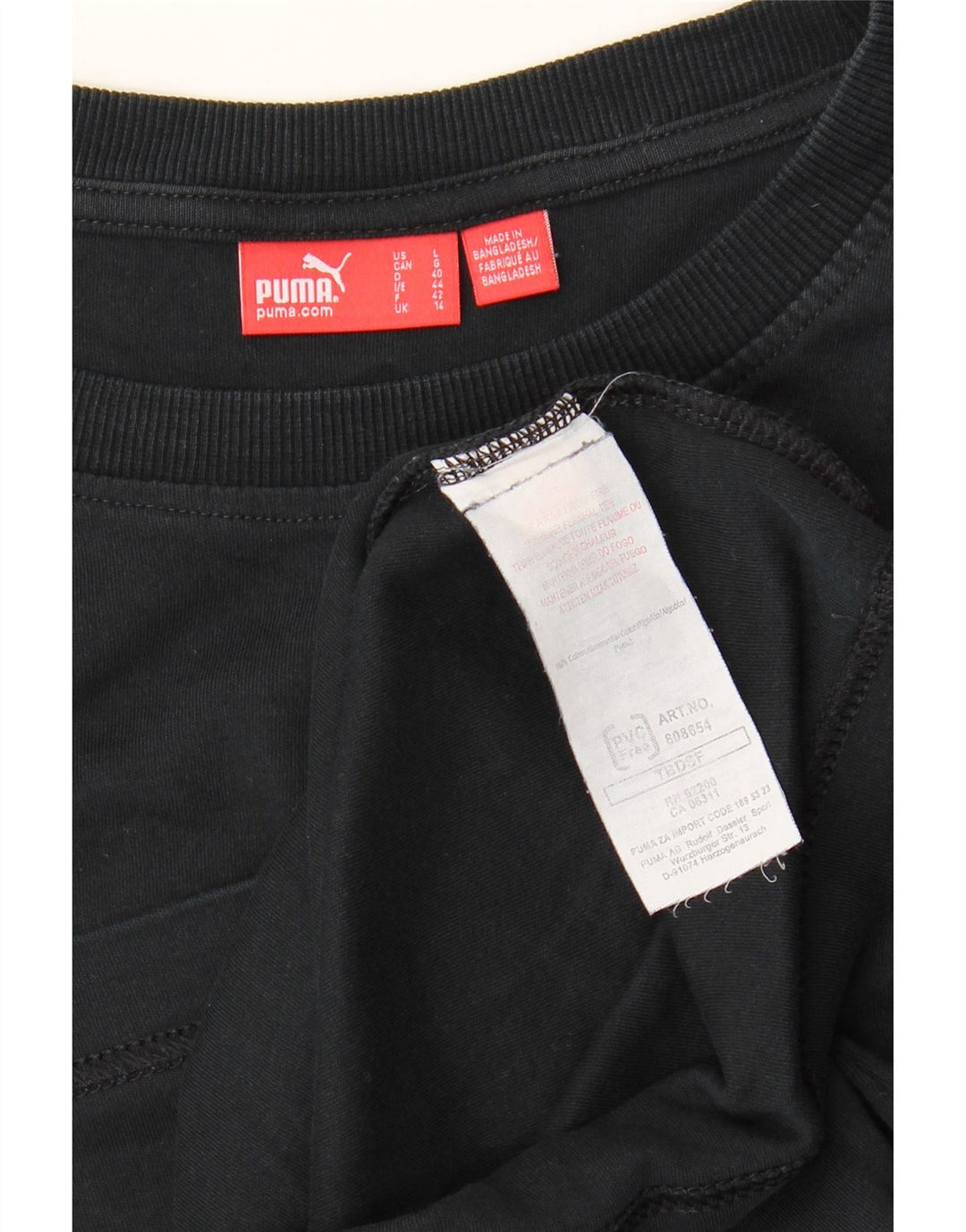 Puma Camiseta para mujer Top UK 14 Medium Negro Algodón
