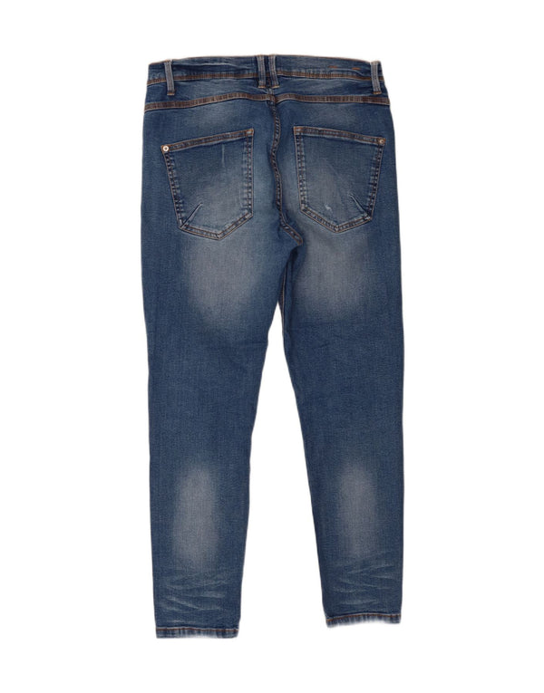 Zara Jeans ajustados desgastados para hombre EU 42 Large W32 L28 Azul