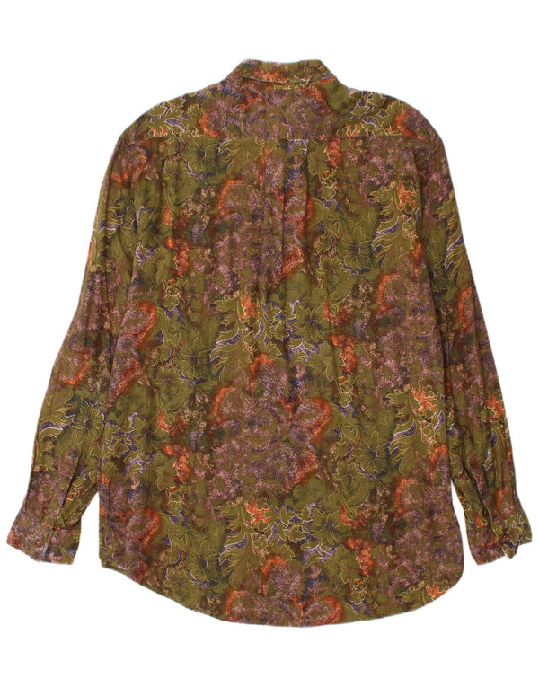 Camisa vintage para hombre pequeña floral verde