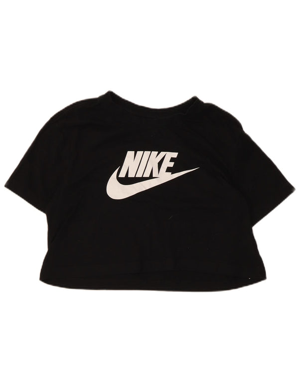 Nike Camiseta corta gráfica para mujer UK 10 Small Black Cotton