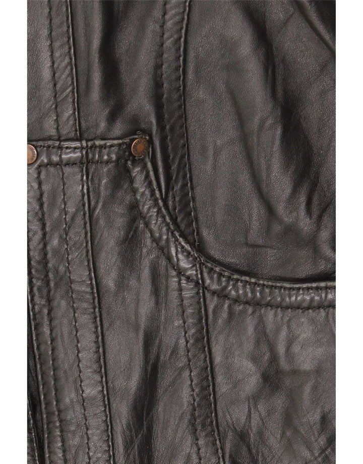 Object Chaqueta de cuero para mujer UK 10 Small Black Leather