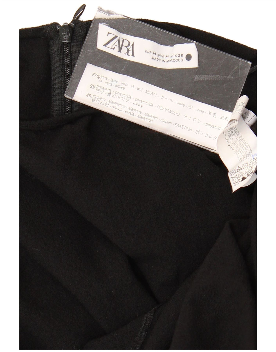 ZARA Vestido largo de manga larga para mujer UK 40 Mediano Lana negra