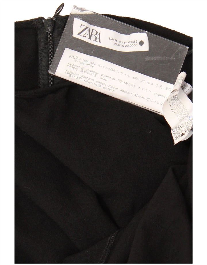 ZARA Vestido largo de manga larga para mujer UK 40 Mediano Lana negra