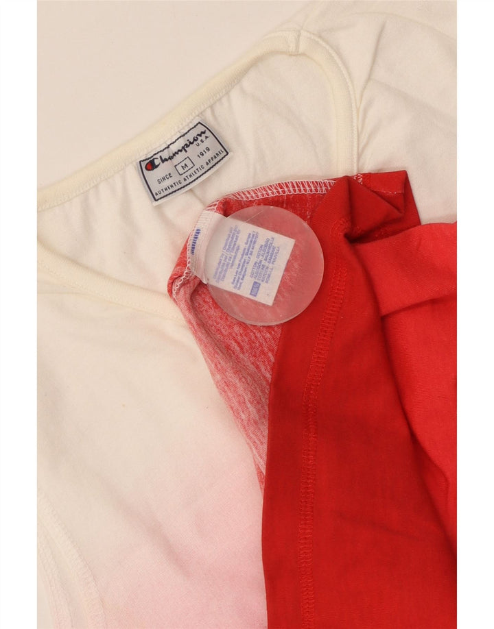 CHAMPION Camiseta sin mangas para mujer UK 12 Mediano Rojo Colorblock Algodón