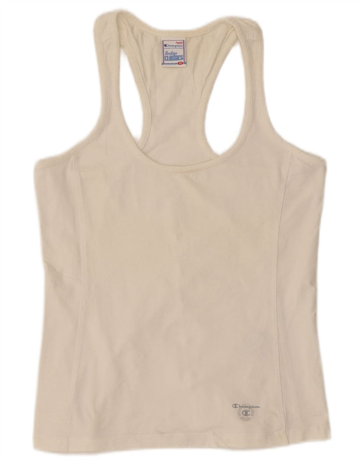 Champion Camiseta sin mangas para mujer UK 12 Medium White Cotton