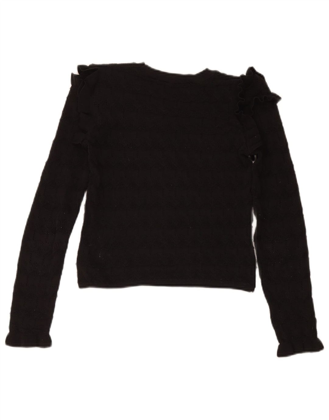 Zara Mujer Crop Boat Neck Jumper Sweater UK 8 Small Poliéster Negro