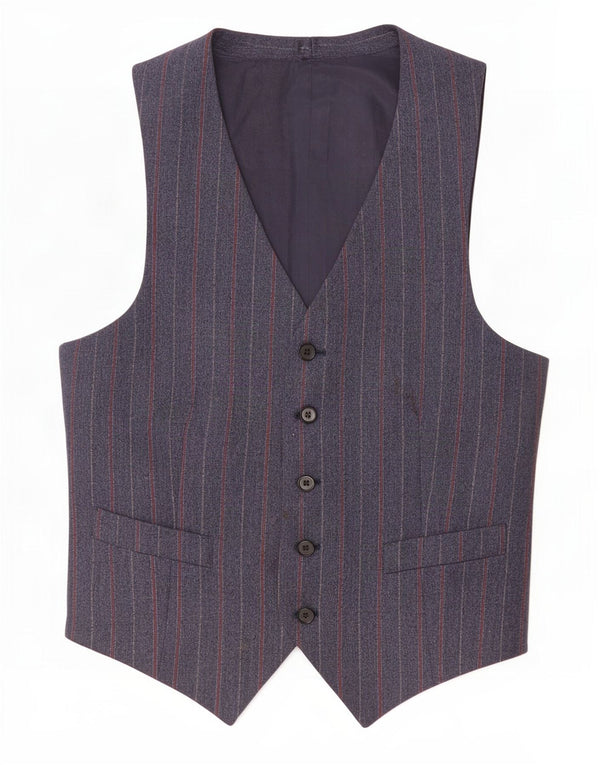 Chaleco vintage para hombre IT 50 grande azul marino a rayas