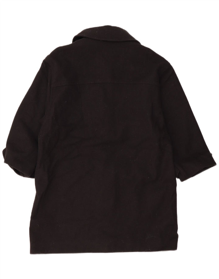 Vintage mujer oversized Duffle abrigo Reino Unido 14 lana negra mediana