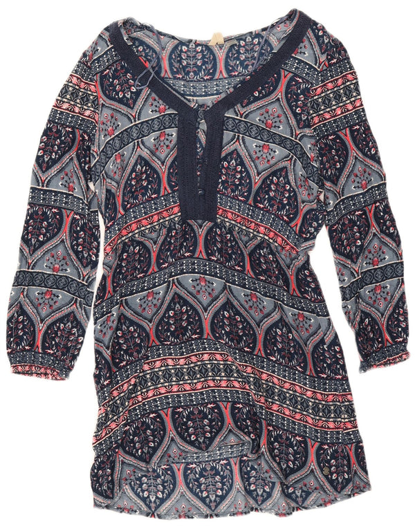 Roxy Vestido Túnica de Manga 3/4 para Mujer UK 6 XS Viscosa Floral Azul Marino