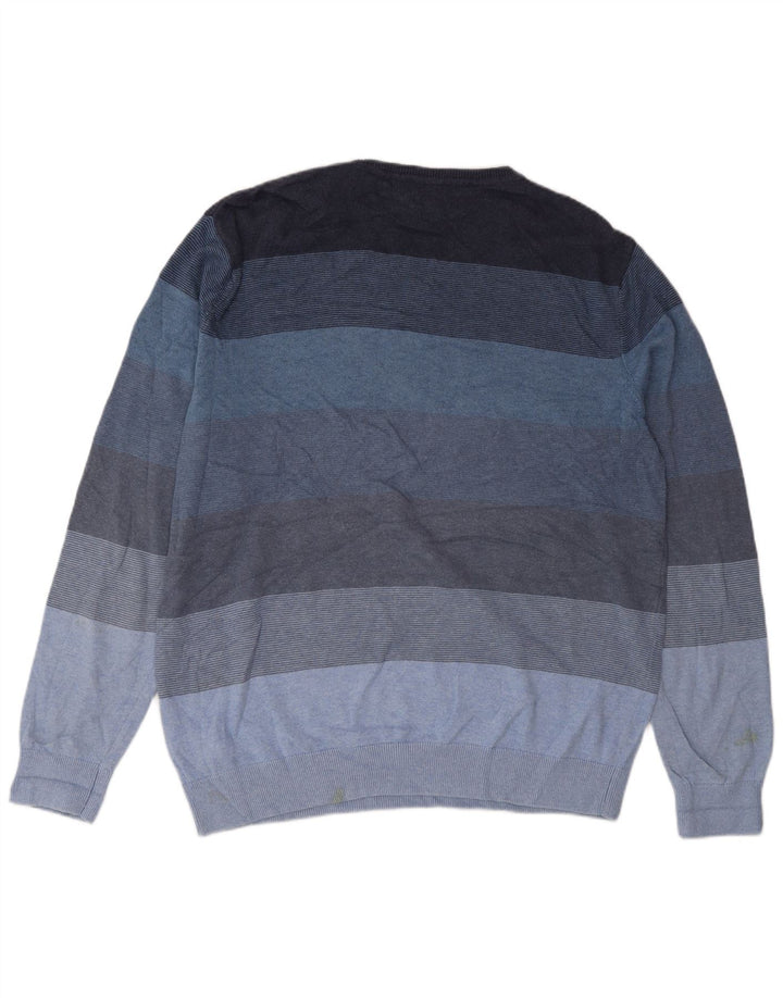 Marks & Spencer - Jersey de cuello redondo para hombre, talla grande, color azul a rayas