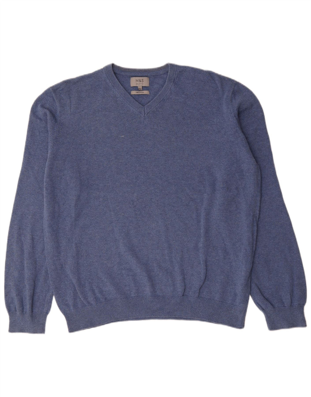 Marks & Spencer Jersey con cuello en V para hombre XL Algodón azul