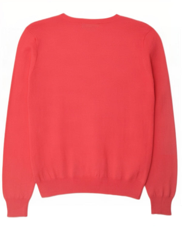 Ralph Lauren suéter con cuello en V para mujer UK 12 Algodón rosa medio