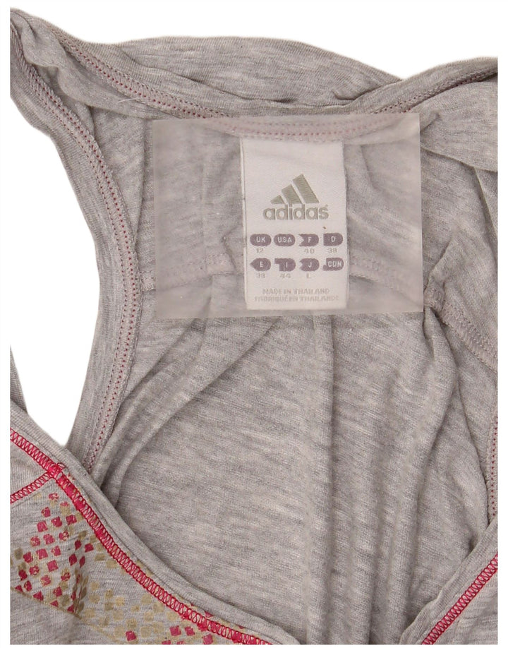 Adidas Mujer Gráfico Chaleco Top UK 12 Medio Gris Moteado