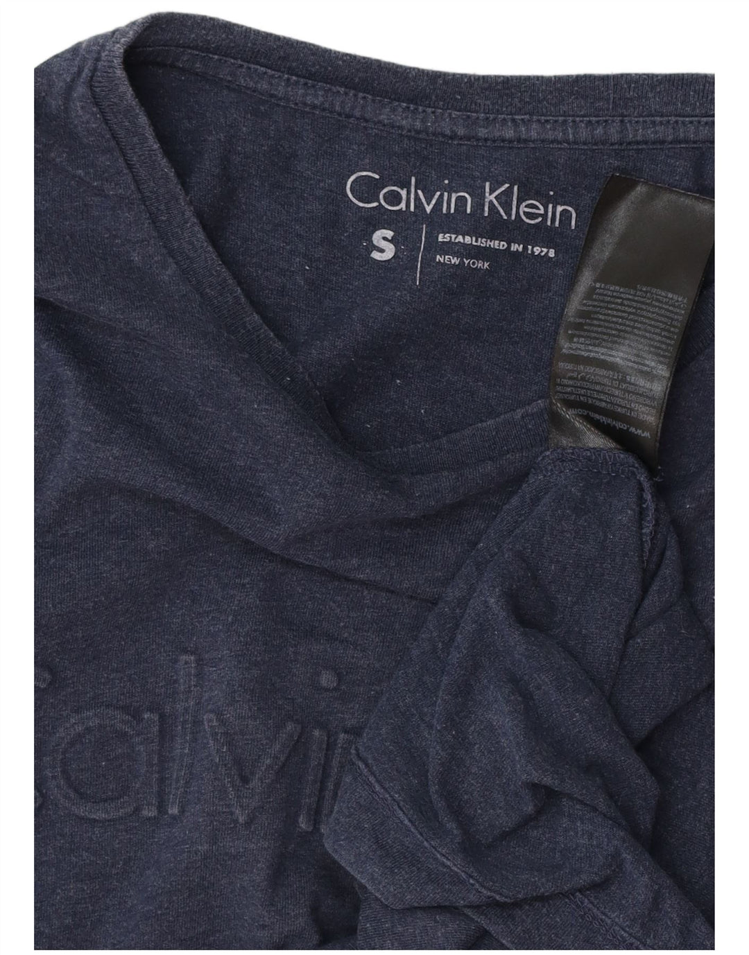 CALVIN KLEIN Top gráfico para hombre manga larga pequeño algodón azul marino