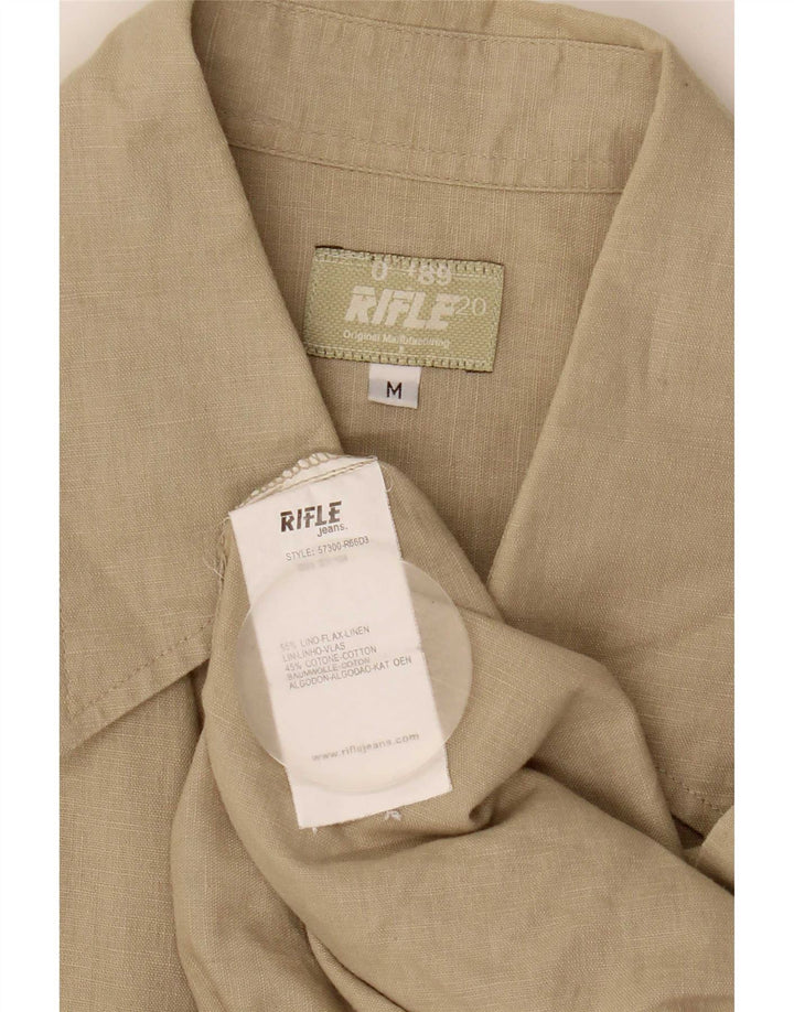 Camisa Rifle Hombre Lino Beige Medio