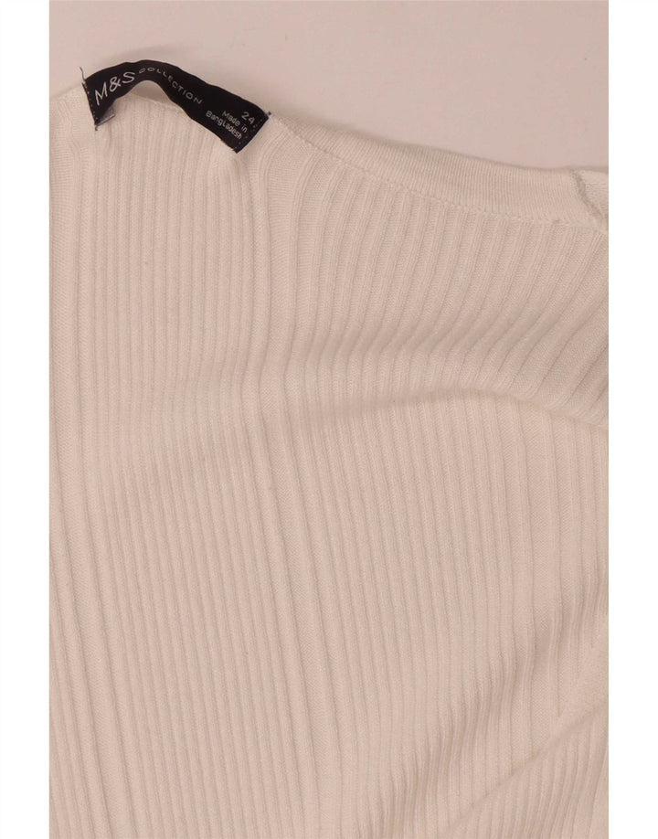 Marks & Spencer Jersey con Cuello en V para Mujer UK 24 4XL Blanco