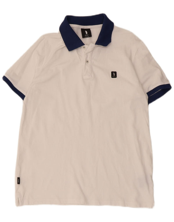 Refrigue Polo para hombre de algodón color block blanco pequeño