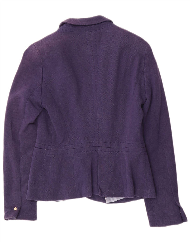 Zara Mujer Crop 1 Botón Blazer Chaqueta Reino Unido 42 Medio Azul Marino Algodón