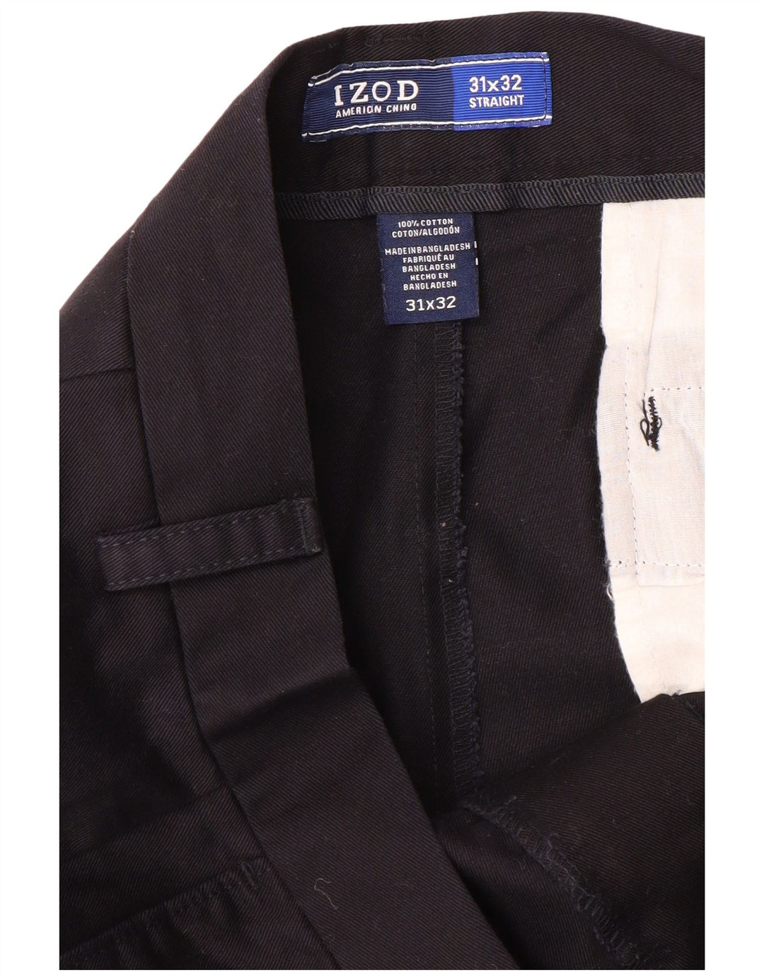 IZOD Pantalón chino recto para hombre W31 L32 Algodón azul marino