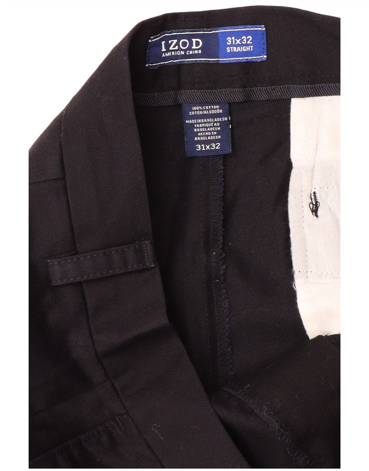 IZOD Pantalón chino recto para hombre W31 L32 Algodón azul marino