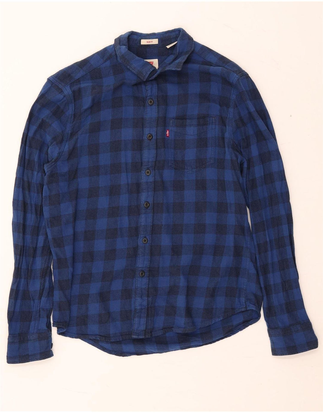 Levi's Camisa de franela slim fit de algodón a cuadros en azul marino medio