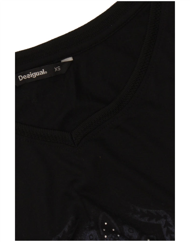 Desigual Top tipo túnica sin mangas con estampado abstracto para mujer UK 6 XS Negro