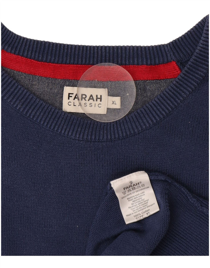 Farah Hombre Classic Boat Neck Jumper Sweater XL Azul Marino Algodón