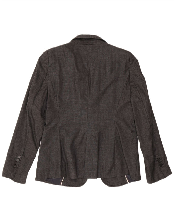 Zara Chaqueta Blazer de 1 Botón para Mujer US 8 Lana Gris Mediana