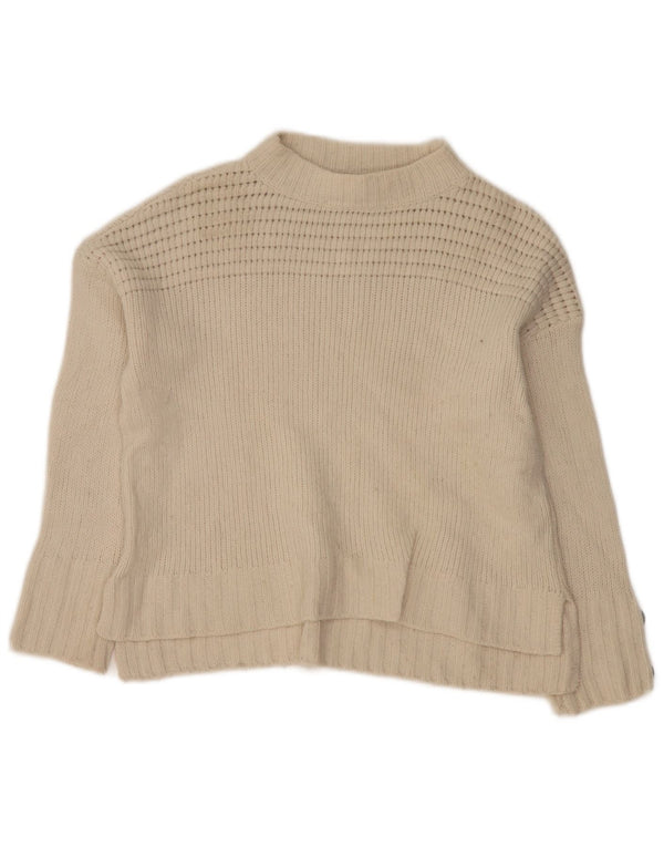 MASSIMO DUTTI Suéter tipo jersey con cuello alto para mujer UK 6 XS Off White